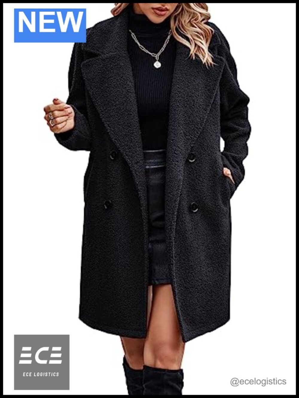 Long Sherpa Coat Fuzzy Faux Fur Trench Button Cardigan Pockets